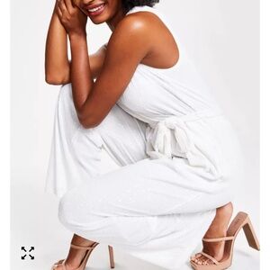 I.N.C. White Sequin Sleeveless Jumpsuit